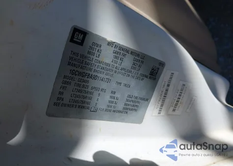 2013 Chevrolet Express 2500 Work Van from USA, damaged, VIN 1GCWGFBA9D1141731